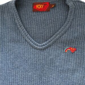 Vintage Roxy Blue Ribbed V-Neck Tee